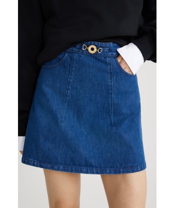 Mini jupe évasée en denim bio en ligne des produits 