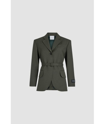 Veste ample ceinturée en laine technique soldes