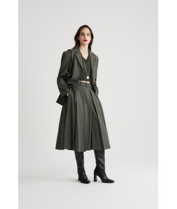 Veste ample ceinturée en laine technique soldes