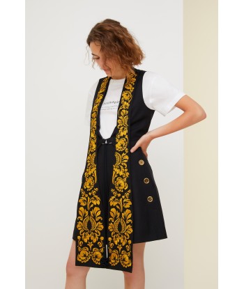 Embroidered lapel velvet gilet livraison et retour toujours gratuits