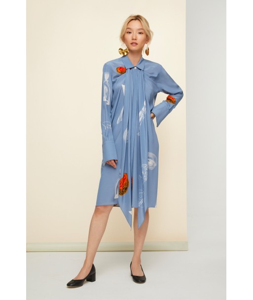 Pussy-bow mini printed silk shirtdress vous aussi creer 