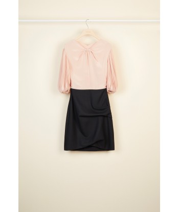 Pleated sleeve silk and wool mini dress l'achat 