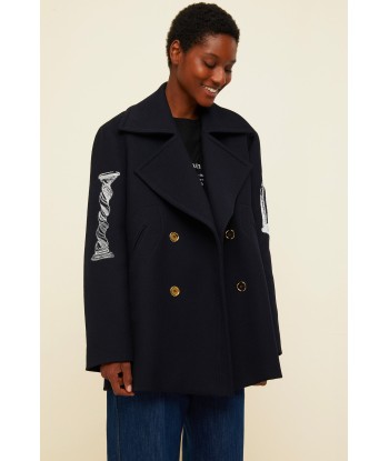 Oversized embroidered virgin wool peacoat offre 