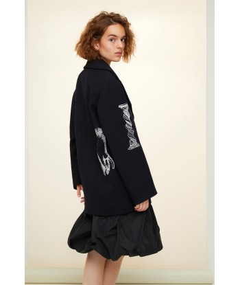 Oversized embroidered virgin wool peacoat offre 