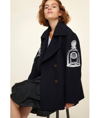 Oversized embroidered virgin wool peacoat offre 