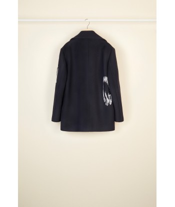 Oversized embroidered virgin wool peacoat offre 