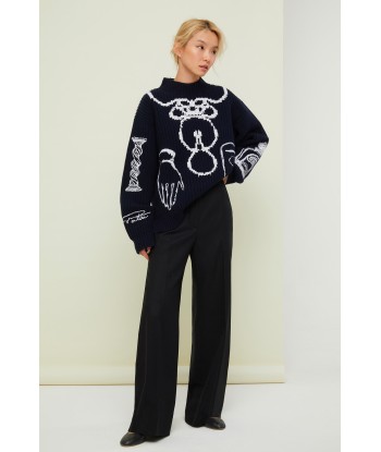 Embroidered Merino wool oversized jumper pour bénéficier 