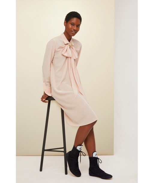 Pussy-bow mini silk shirtdress outlet