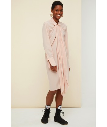 Pussy-bow mini silk shirtdress outlet