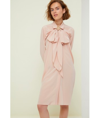 Pussy-bow mini silk shirtdress outlet