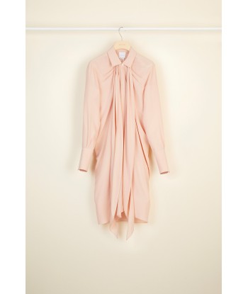 Pussy-bow mini silk shirtdress outlet