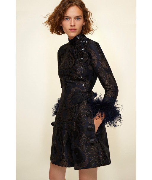 Feather-embellished silk brocade jacket Le MVP de beaucoup