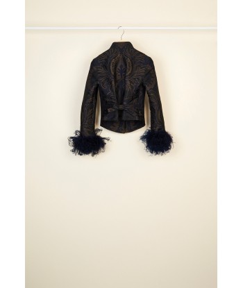 Feather-embellished silk brocade jacket Le MVP de beaucoup