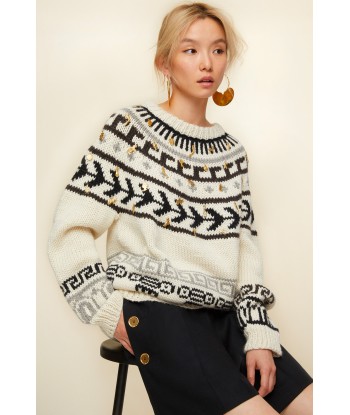 Jacquard wool and alpaca jumper with votive embellishments Voir les baskets