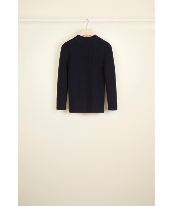 Merino wool jumper with brass and pearl brooches pas cher