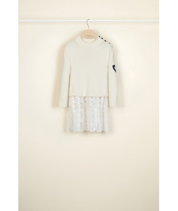 Cotton jumper with guipure embellishment livraison et retour toujours gratuits