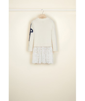 Cotton jumper with guipure embellishment livraison et retour toujours gratuits