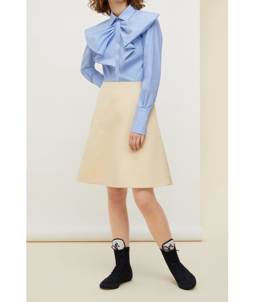 Bow collar two-tone cotton dress pas chere