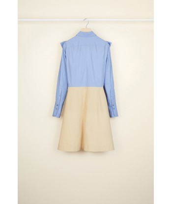 Bow collar two-tone cotton dress pas chere