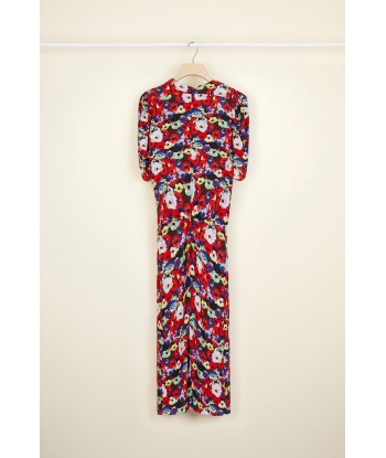 Bow-embellished floral ruched dress l'achat 