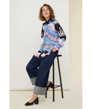 Printed draped jersey blouse Amélioration de cerveau avec