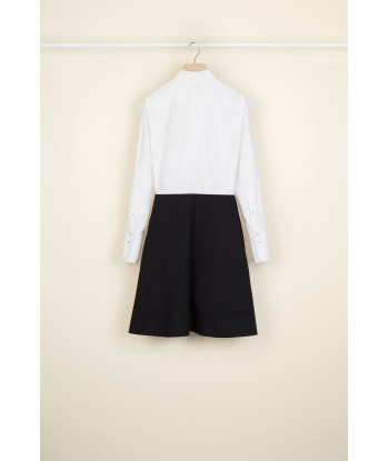 Bow collar two-tone cotton dress sélection de produits