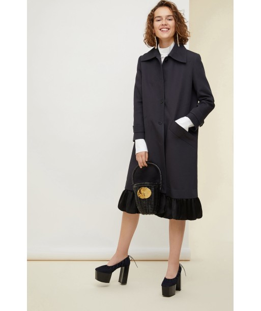 Ruffle hem gabardine coat de la marque