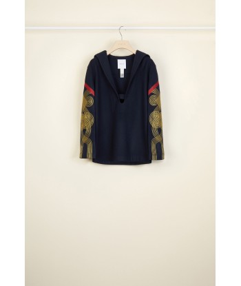 Embroidered wool and cashmere sailor tunic en stock