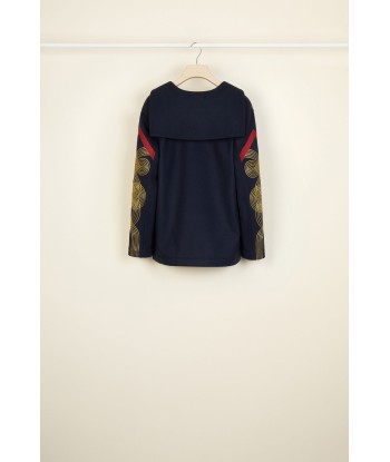 Embroidered wool and cashmere sailor tunic en stock