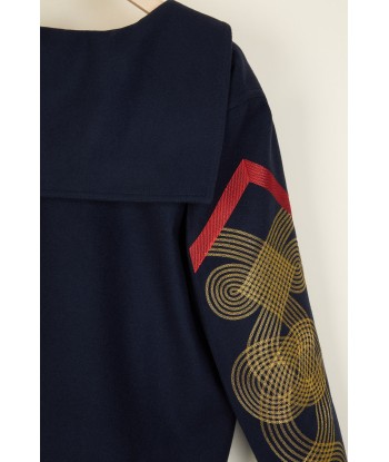 Embroidered wool and cashmere sailor tunic en stock