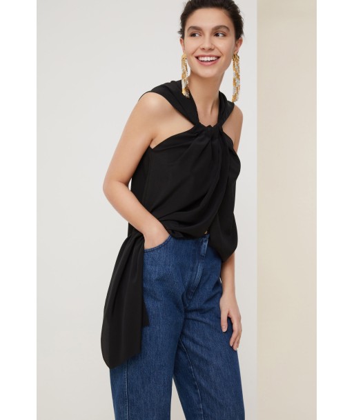 Asymmetrical panel silk top de la marque