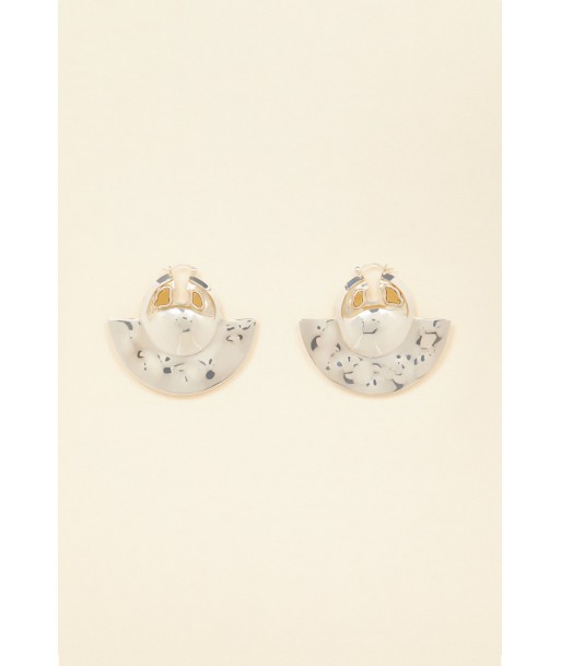 Semicircle brass and stone earrings des créatures d'habitude