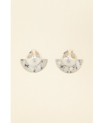 Semicircle brass and stone earrings des créatures d'habitude