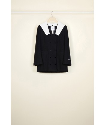 Sailor collar cotton tweed jacket en stock