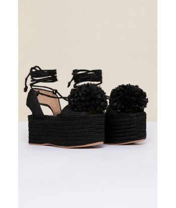 Pompom platform espadrilles basket pas cher