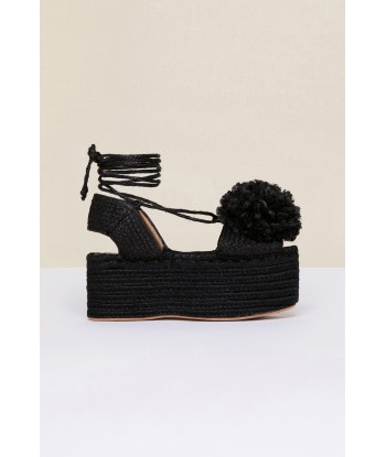 Pompom platform espadrilles basket pas cher