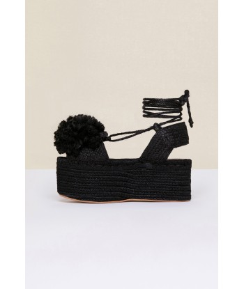 Pompom platform espadrilles basket pas cher