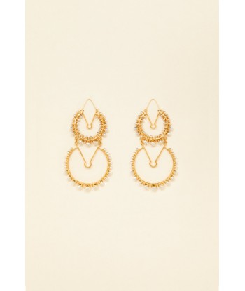 Double brass and pearl hoop earrings Le MVP de beaucoup