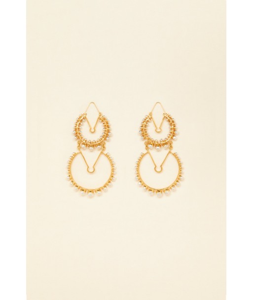 Double brass and pearl hoop earrings Le MVP de beaucoup