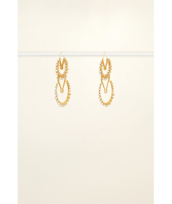 Double brass and pearl hoop earrings Le MVP de beaucoup