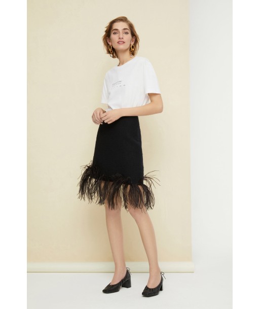 Feather cotton tweed miniskirt shop