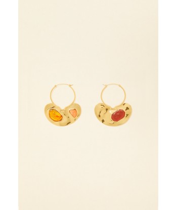 Asymmetrical brass and stone earrings de France