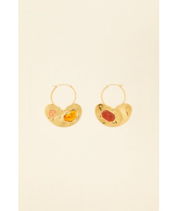 Asymmetrical brass and stone earrings de France