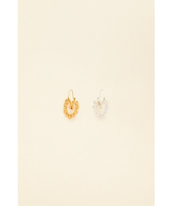 Two-tone pearl hoop earrings soldes