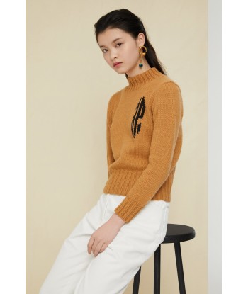 Cropped intarsia logo jumper pas chere