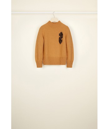 Cropped intarsia logo jumper pas chere