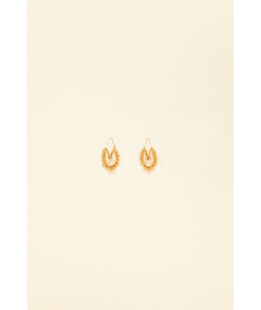 Gold brass and pearl hoop earrings JUSQU'A -70%! 