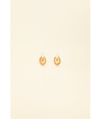 Gold brass and pearl hoop earrings JUSQU'A -70%! 