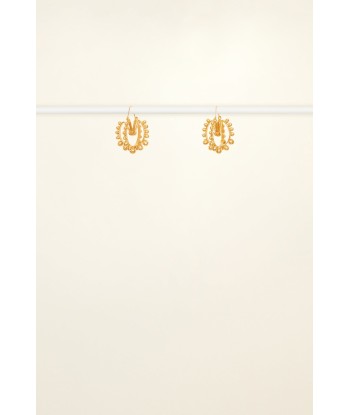 Gold brass and pearl hoop earrings JUSQU'A -70%! 