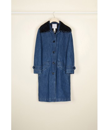 Jewelled collar denim overcoat acheter en ligne